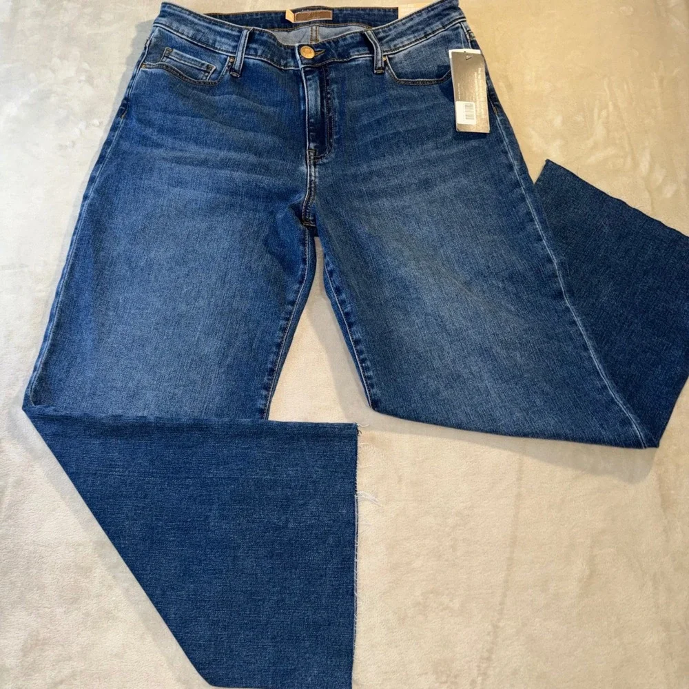 KUT from the Kloth Charlotte High Rise Culotte Jeans Raw Hem Indigo NWT 14